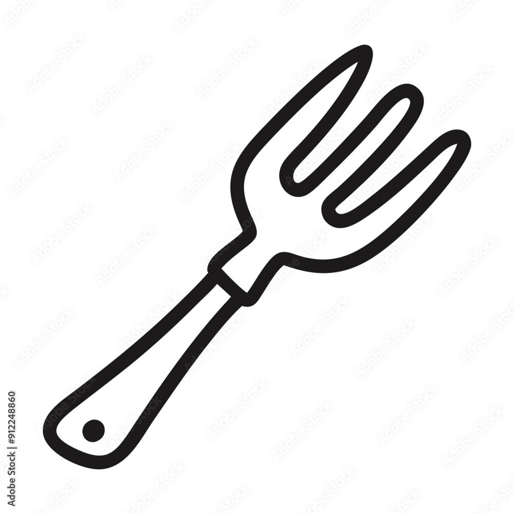 Black and white line drawing of a simple fork. Vector illustration Black and white line drawing of a simple fork. Vector illustration