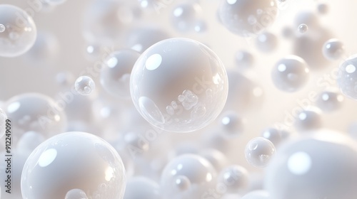 Wallpaper Mural 3D White Abstract Bubble Elements with Subtle Reflections -  Stock Photo Torontodigital.ca