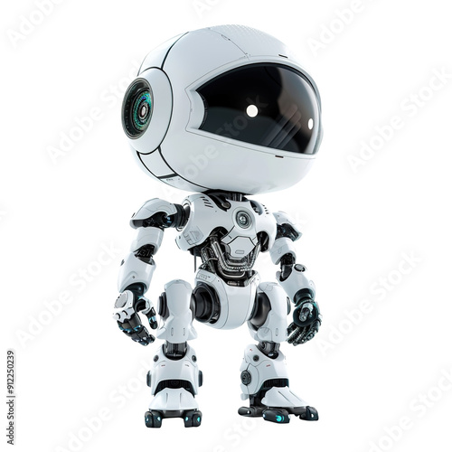 robot with hands on transparent background, clipping path, png, 