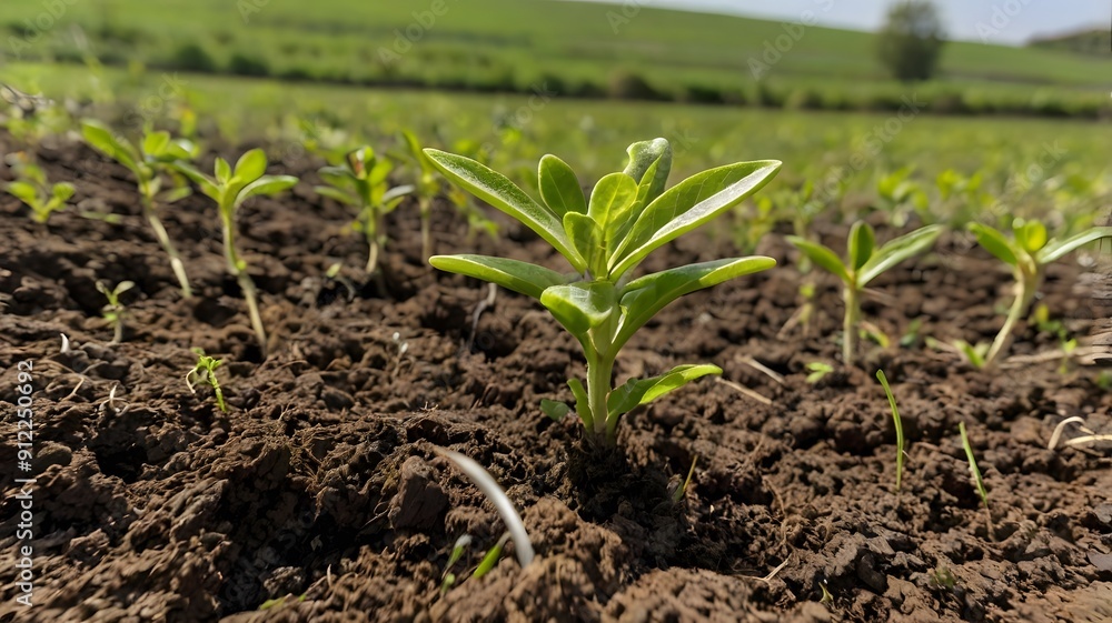 Amidst the beauty of the countryside, a young Withania plant can be seen growing in a field, exemplifying their dicotyledonous traits. Generative AI Amidst the beauty of the countryside, a young Withania plant can be seen growing in a field, exemplifying their dicotyledonous traits. Generative AI