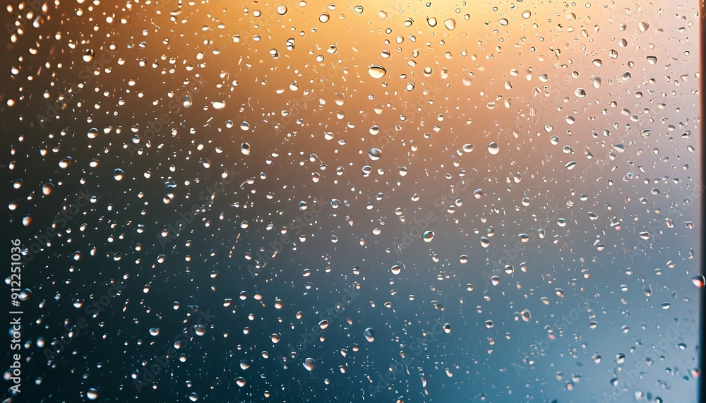 On the wet window, water droplets slipped, and the fuzzy colors behind