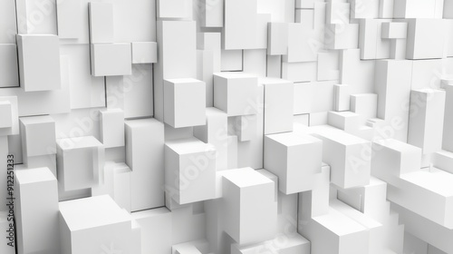 3D White Layered Blocks with Varying Heights - Abstract Design Element