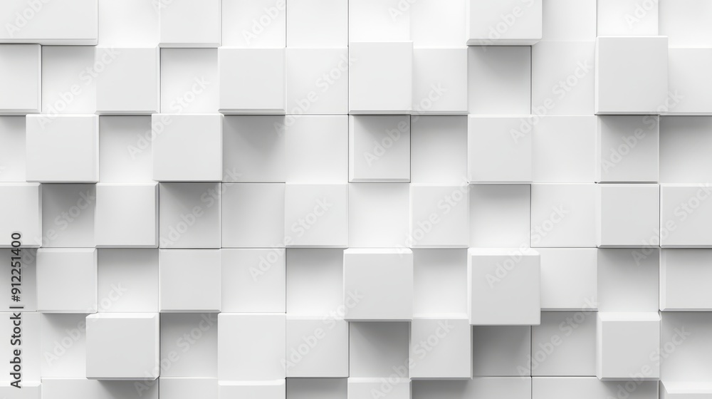 Abstract 3D White Cubes Grid - Minimalist Design Abstract 3D White Cubes Grid - Minimalist Design