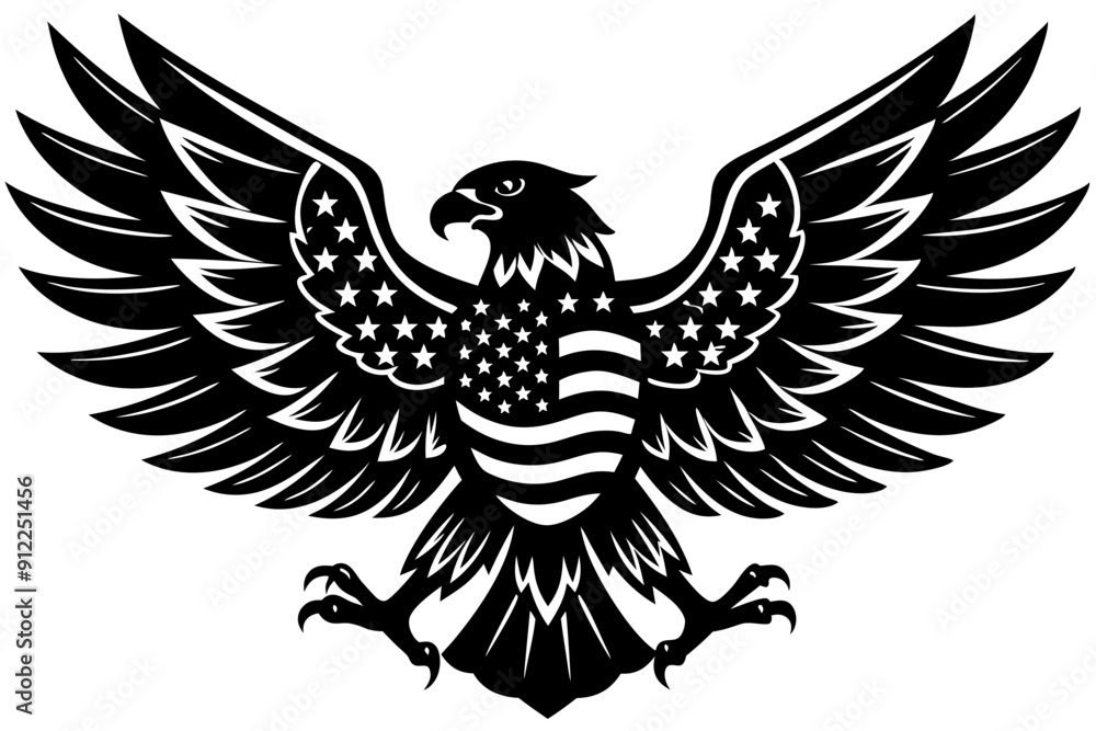Obraz premium eagle with usa flag vector, usa t-shirt design element illustration