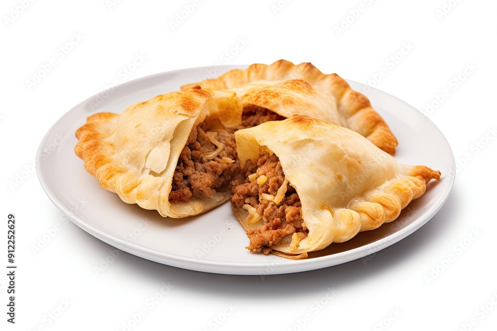 Cheburek Isolated, Homemade Fried Meat Pie, Stuffed Tatar Chiburekki, Traditional Empanada Cheburek Isolated, Homemade Fried Meat Pie, Stuffed Tatar Chiburekki, Traditional Empanada