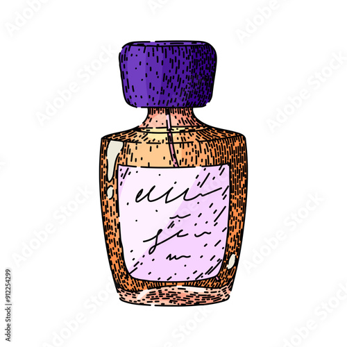 scent perfum bottle male hand drawn. aroma musk, spray notes, luxury masculine scent perfum bottle male vector sketch. isolated color illustration