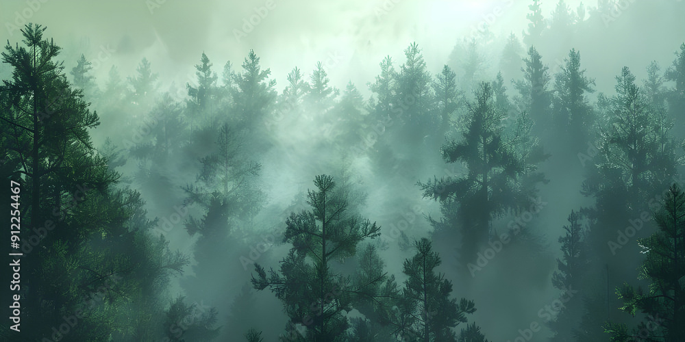 Heavy mist in forest background Heavy mist in forest background