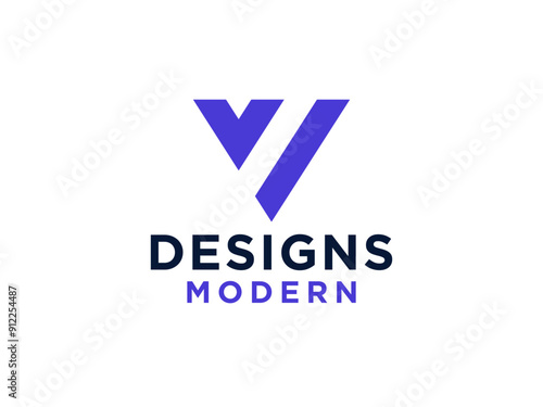 Abstract Initial Letter V Logo. Blue Geometric Shape isolated on White Background. Usable for Business and Branding Logos.