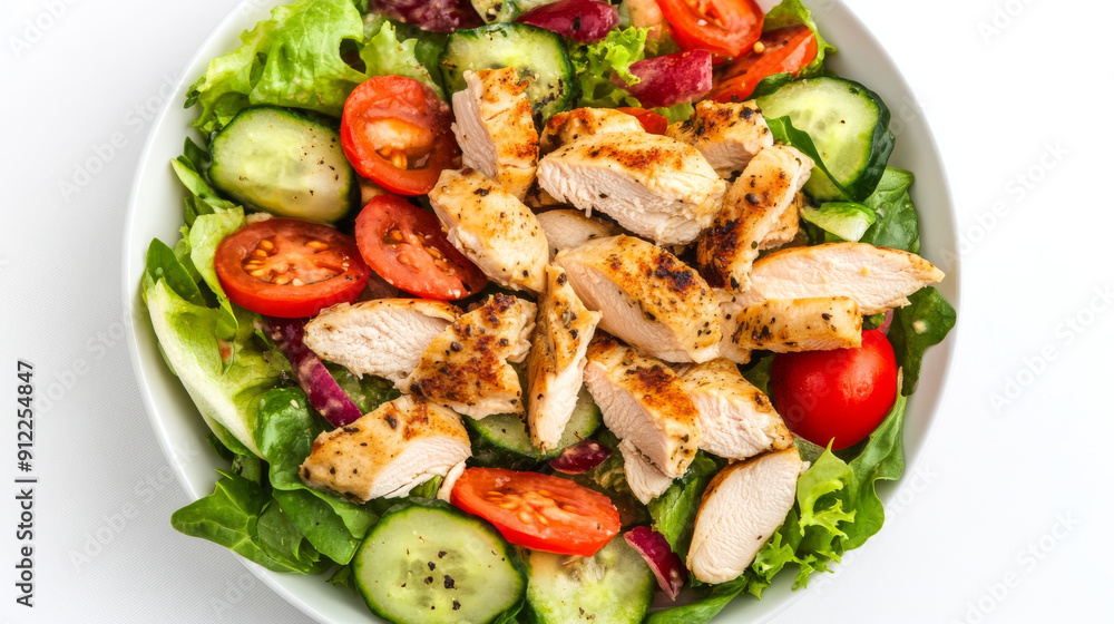 Savory chicken salad beautifully arranged on a white background. Savory chicken salad beautifully arranged on a white background.