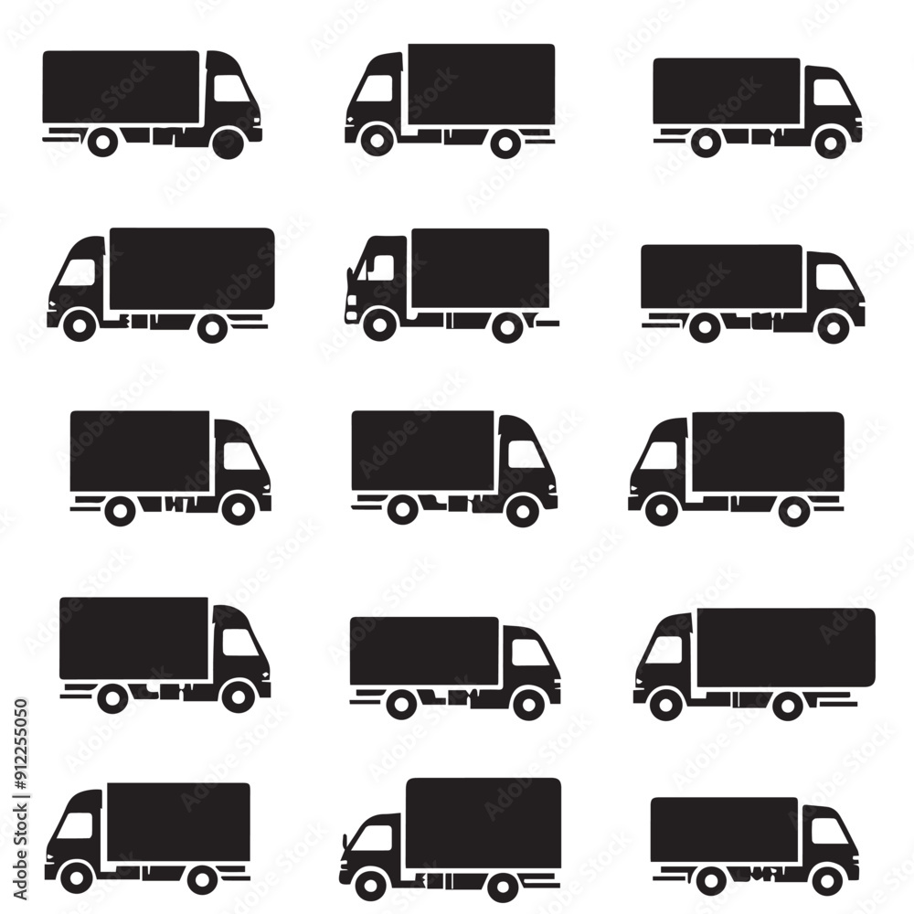 Design very stylish black pictograms that represent truck items icon set Design very stylish black pictograms that represent truck items icon set