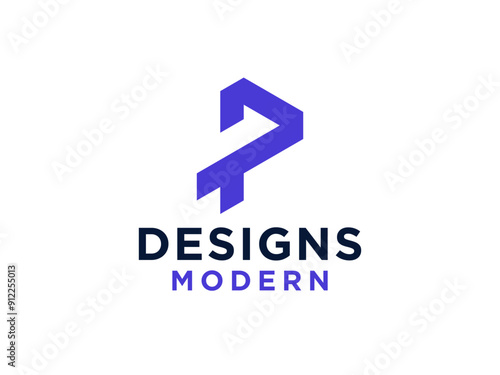 Free Download Abstract Initial Letter P Logo. Blue Shape with Negative Space inside. Usable for Business and Branding Logos. - GFXLoad