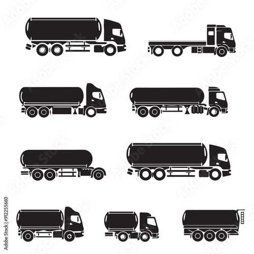 Design very stylish black pictograms that represent truck items icon set