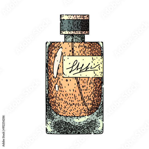 spray perfum bottle male hand drawn. notes luxury, masculine fresh, woody spicy spray perfum bottle male vector sketch. isolated color illustration