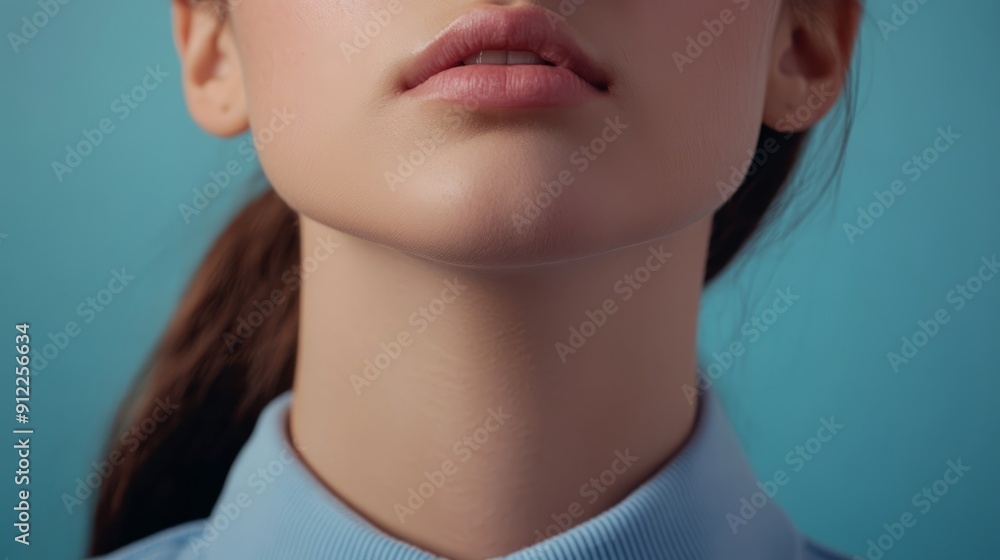 Obraz premium Swollen Thyroid Gland in Young Adult: Noticeable Bulge - Medical Image