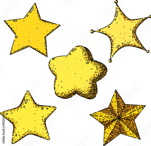 star set hand drawn. light brightness, space galaxy, universe shine star vector sketch. isolated color illustration