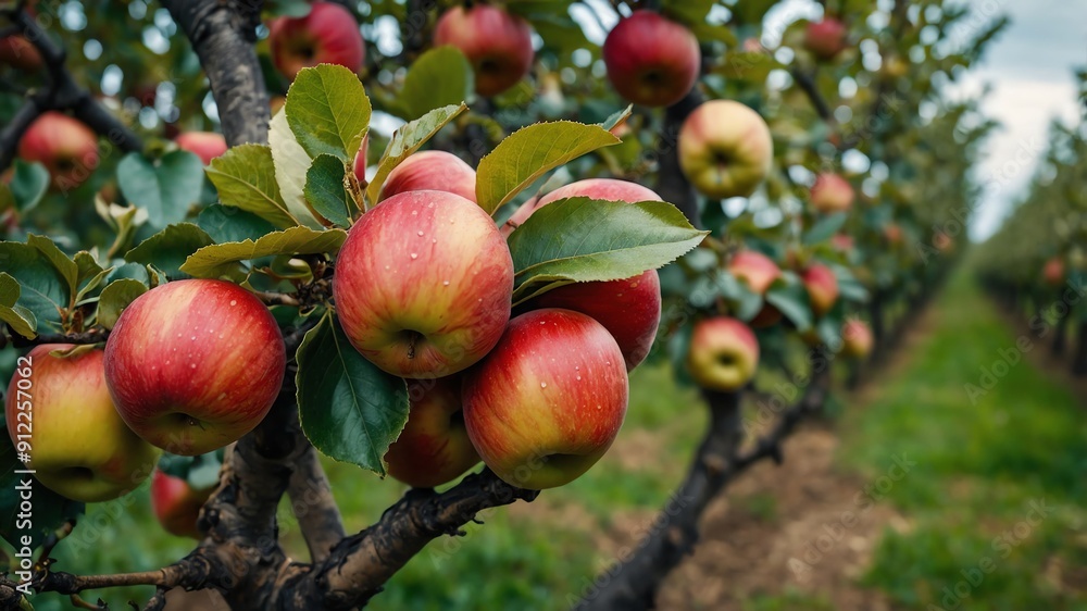 apple trees with ripe fruit background farm concept backdrop apple trees with ripe fruit background farm concept backdrop