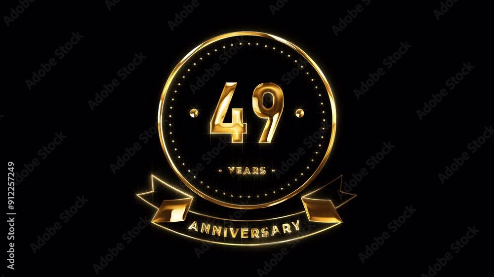 49th Anniversary Celebration. Happy 49 Years Anniversary Animation in Gold Color on the Transparent Background, Alpha Channel. Great for greetings, celebrations, events, and gifts. 49th Anniversary Celebration. Happy 49 Years Anniversary Animation in Gold Color on the Transparent Background, Alpha Channel. Great for greetings, celebrations, events, and gifts.