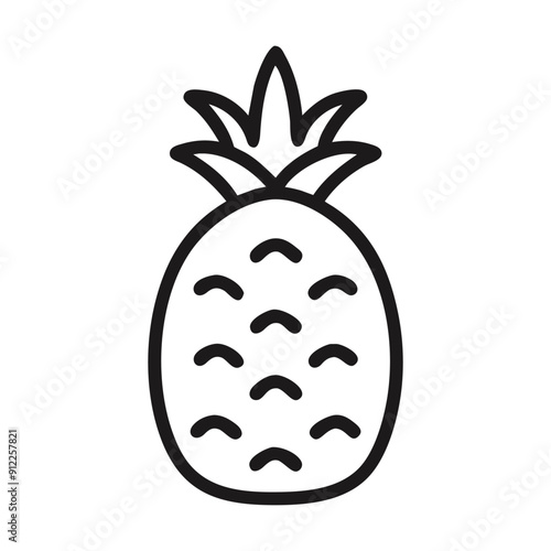 Simple line drawing of a pineapple fruit. Vector illustration