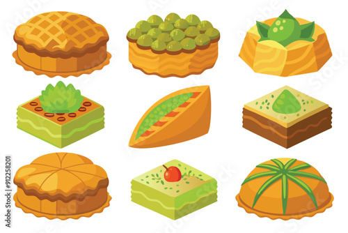 Baklava Color Line Art Capturing Elegant Sweet Dessert Aesthetics