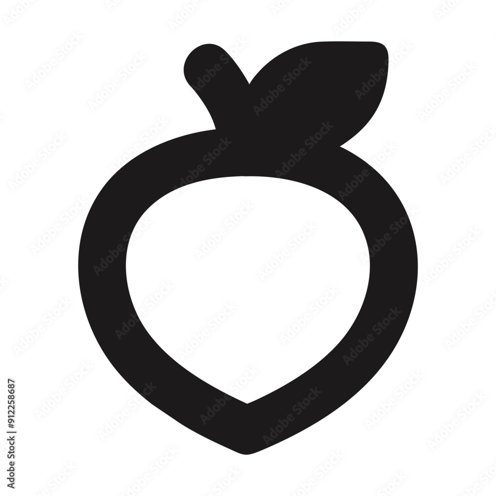 Black and white silhouette of a peach. Vector illustration Black and white silhouette of a peach. Vector illustration