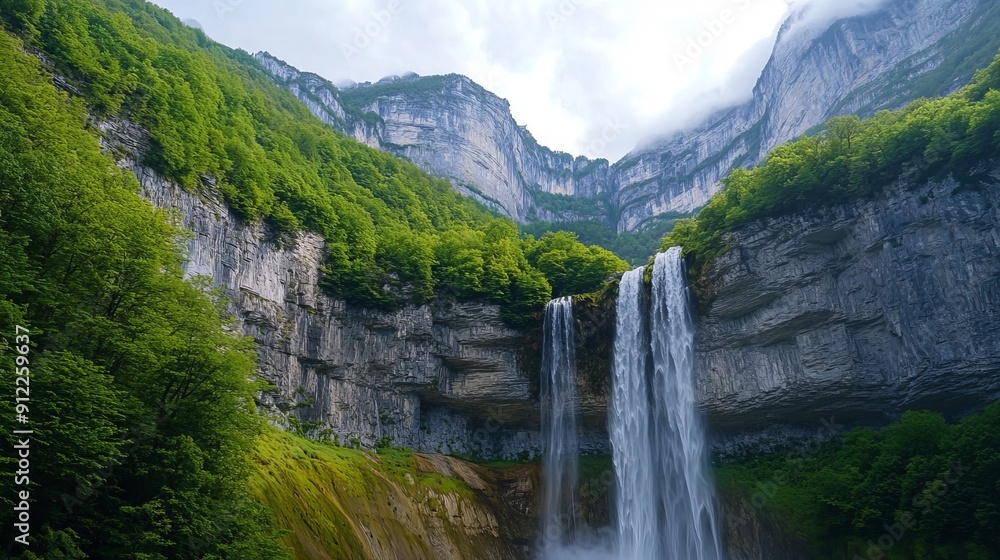 Scenic view of Cascades d'Angon, an amazing waterfall near Lake Annecy in Haute-Savoie, France. Scenic view of Cascades d'Angon, an amazing waterfall near Lake Annecy in Haute-Savoie, France.