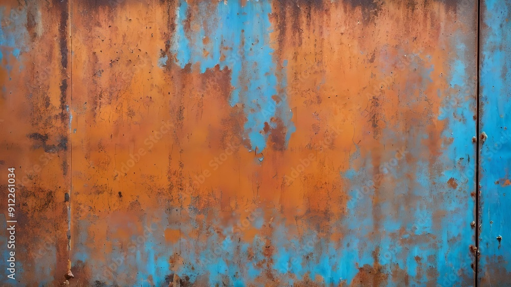 Rusty orange blue steel wall texture. Grunge metal background Rusty orange blue steel wall texture. Grunge metal background