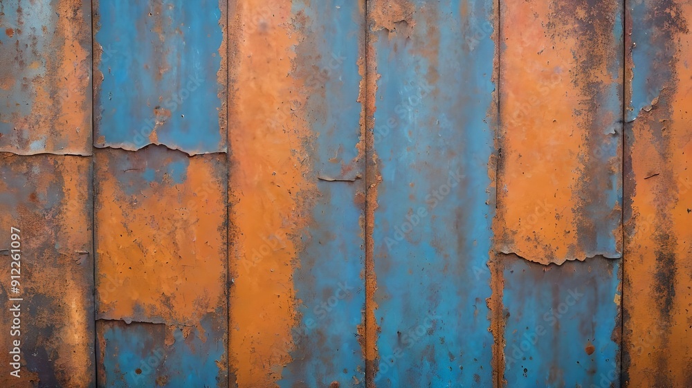 Rusty orange blue steel wall texture. Grunge metal background Rusty orange blue steel wall texture. Grunge metal background