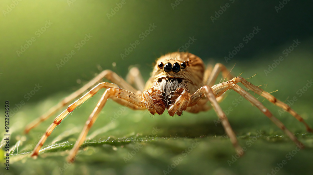 Macro photo of a spider on its web with a blurry background Macro photo of a spider on its web with a blurry background