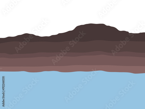 Geological subsurface. Layered soil and groundwater