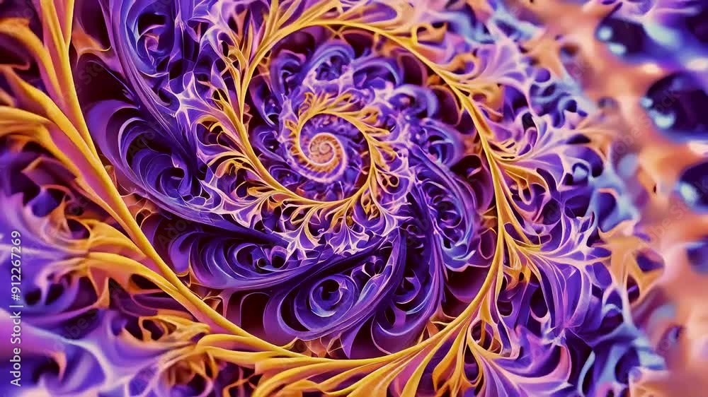 Abstract Spiral Pattern in Vivid Purple and Orange Hues Abstract Spiral Pattern in Vivid Purple and Orange Hues