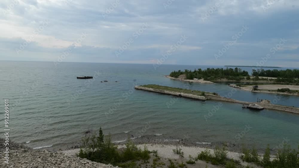 Abandoned Dock on Lake Huron in Michigan in Summer Abandoned Dock on Lake Huron in Michigan in Summer