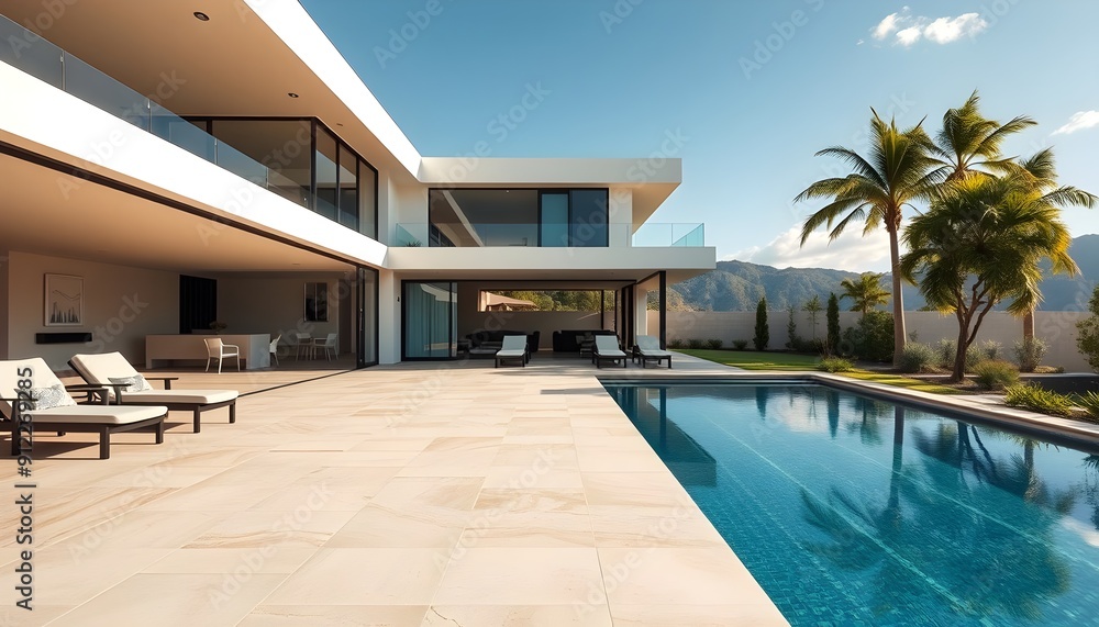 Modern House Patio with Swimming Pool Modern House Patio with Swimming Pool
