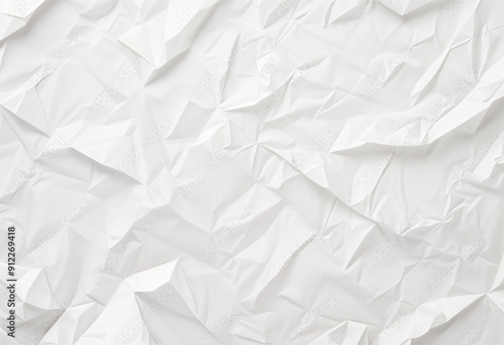 Naklejka premium Crumpled White Paper Texture with Subtle Creases and Folds, white texture background