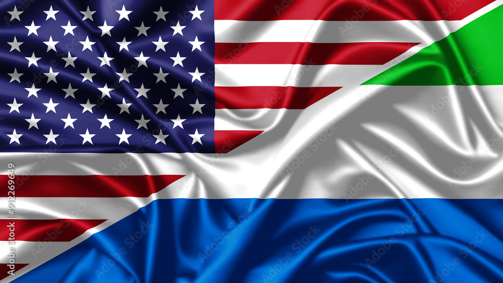 United waving flag of USA and Sierra Leone United waving flag of USA and Sierra Leone