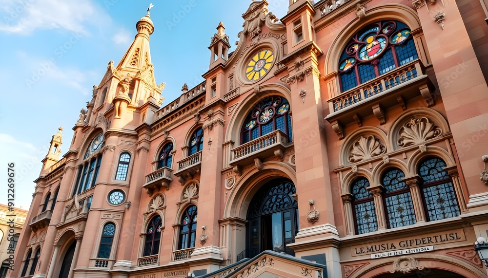 Naklejka premium Ornate facade of Palau de la Musica Catalana in Barcelona