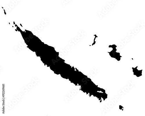 new caledonia map silhouette on transparent background