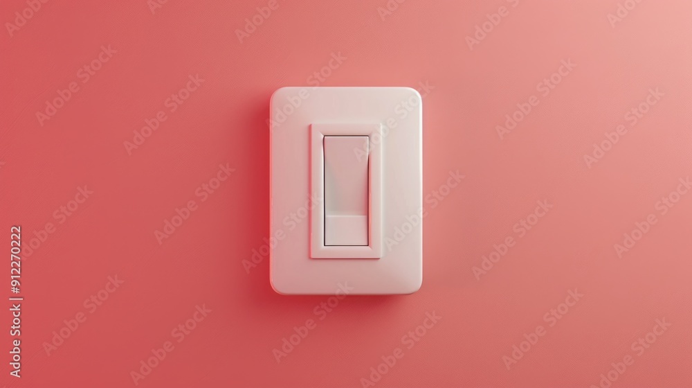A single white light switch mounted on a bright pink wall A single white light switch mounted on a bright pink wall