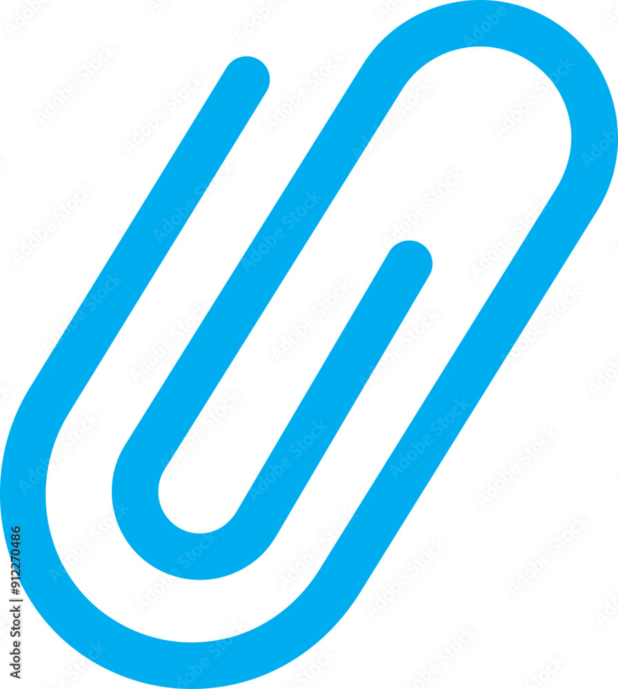 Link icon. Attached blue link file, paperclip illustration isolated on transparent background. Internal web page URL icon, attachment document. Office paper clip symbol. Chain thick line vector sign. Link icon. Attached blue link file, paperclip illustration isolated on transparent background. Internal web page URL icon, attachment document. Office paper clip symbol. Chain thick line vector sign.