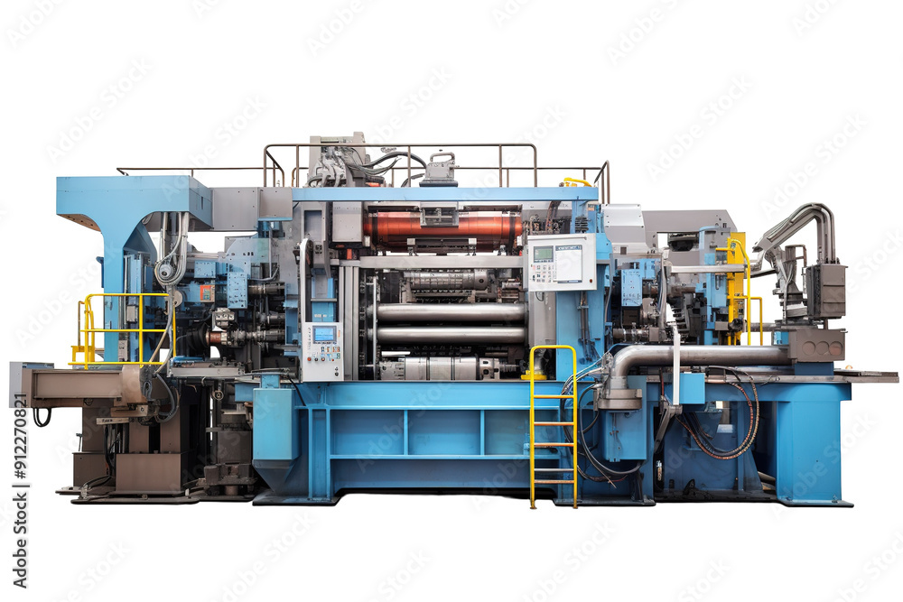 Fototapeta premium A Complex Industrial Machine Working Its Magic In A Modern Factory on a White or Clear Surface PNG Transparent Background.