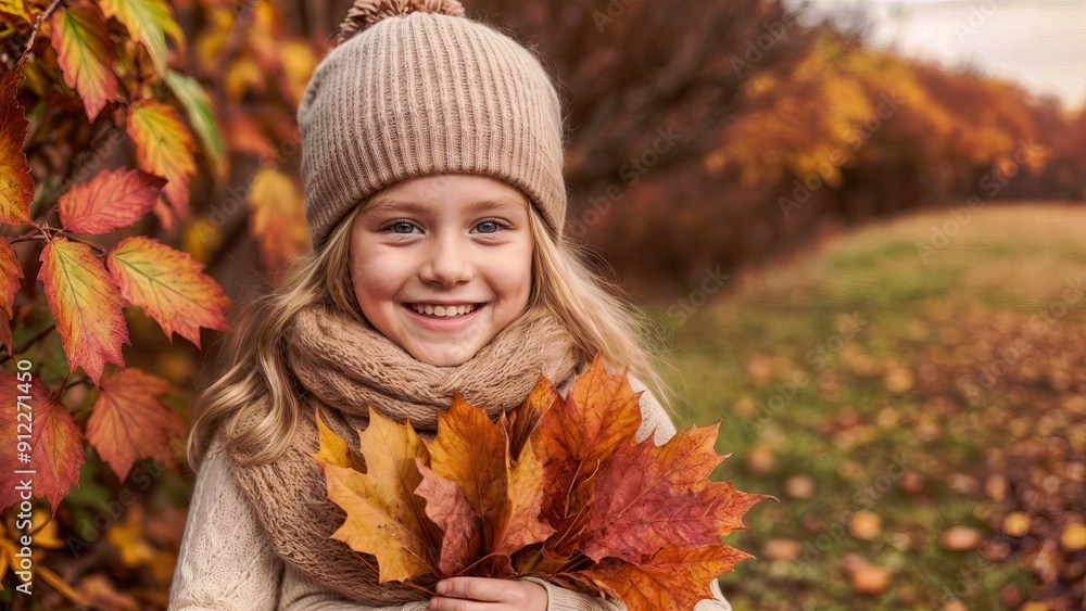 Child with autumn leaves Child with autumn leaves