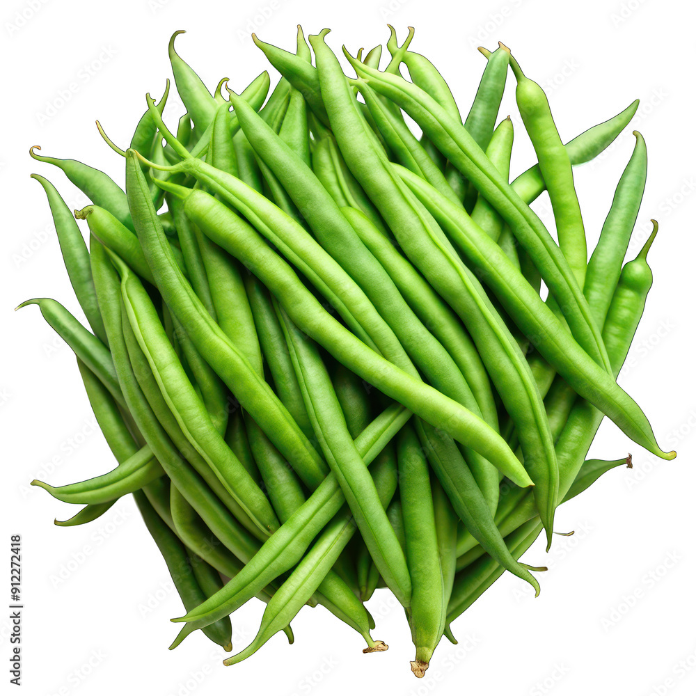 Pile of green beans top view isolated on transparent background Pile of green beans top view isolated on transparent background