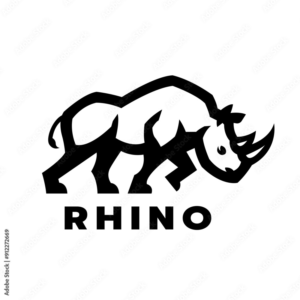 Obraz premium Wild rhinoceros logo.