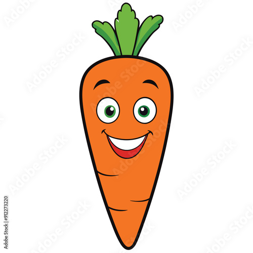 a funny smiling carrot carton character, strock vector illustration,  