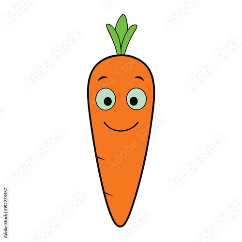 a funny smiling carrot carton character, strock vector illustration,  