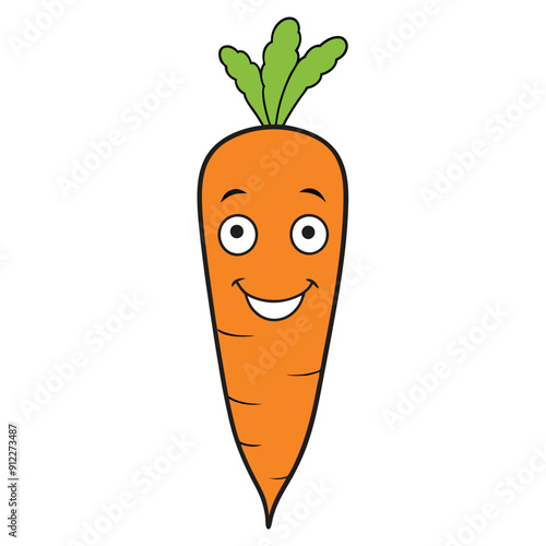 a funny smiling carrot carton character, strock vector illustration,  