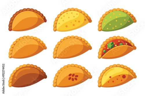 Beef Empanadas Color Line Art Illustration Vibrant Food Artwork Design