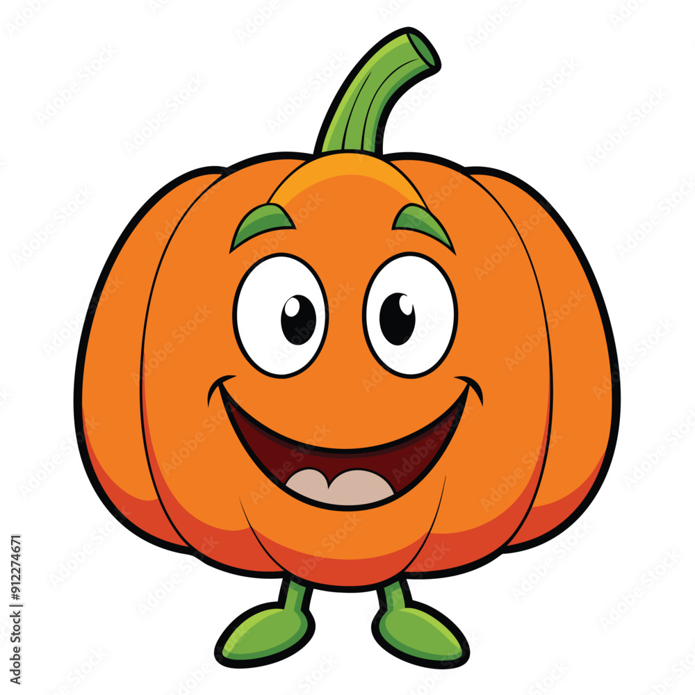 Obraz premium funny smiling pumpkin carton character, strock vector illustration, 