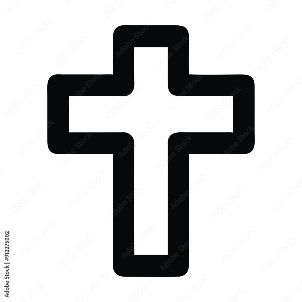 Obraz premium Simple black and white christian cross icon. Vector illustration