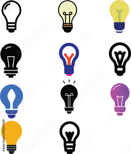 bulb icon set design