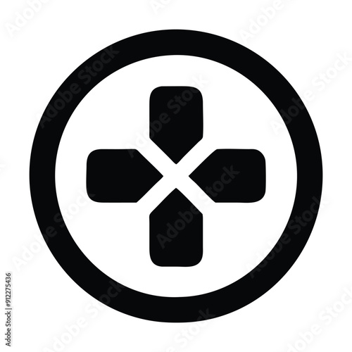Black and white d-pad icon on white background. Vector illustration